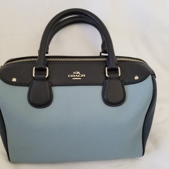 Authentic Navy/Blue Color Block Coach Handbag Rowan Satchel Purse - Picture 1 of 7